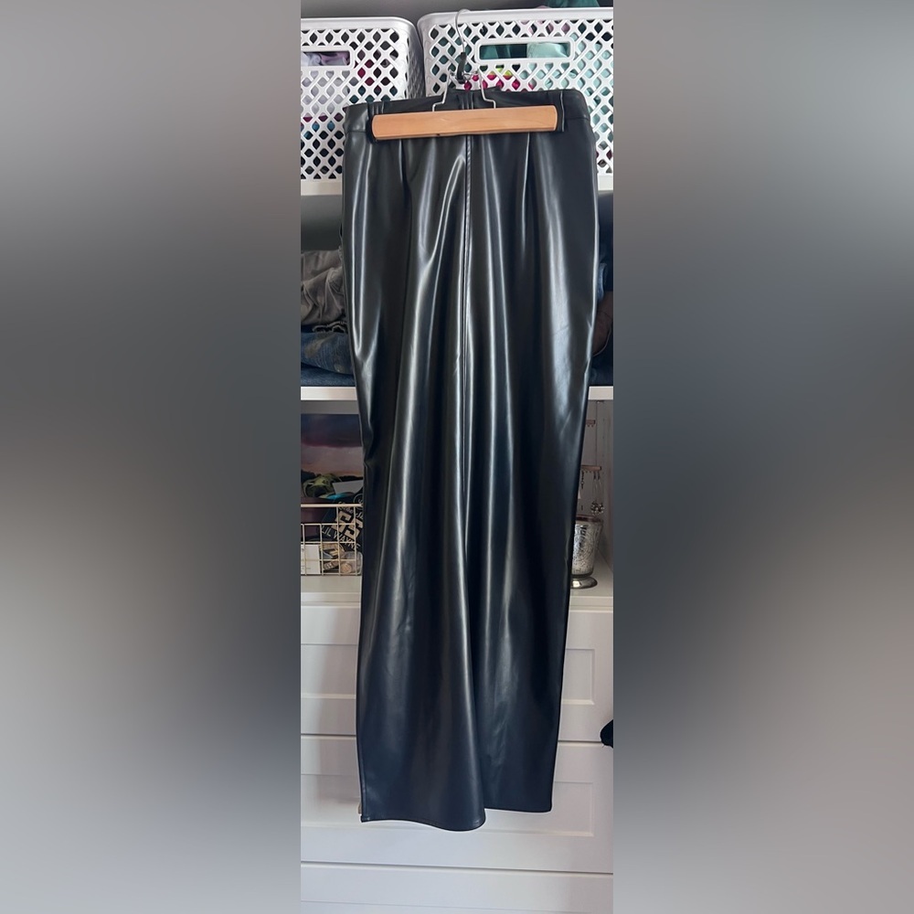 12th Tribe Black Vegan Leather Pencil Skirt - Picture 4 of 5